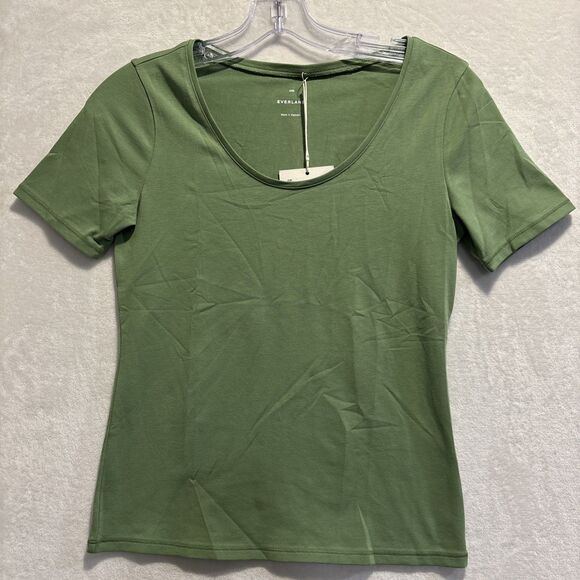 Everlane Women's Scoop Neck T Shirt Short Sleeve Stretch Jade Green Size XXS NWT - Picture 1 of 12